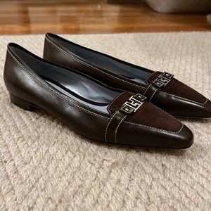 Brown leather flats